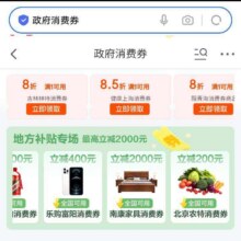 促销活动：京东政府消费券 领取8/8.5/9折等优惠券按需领取
