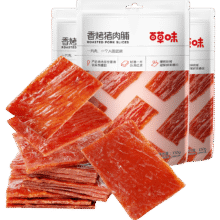 再降价、88VIP:百草味香烤零食猪肉脯150g×3袋合5.3/包（15.91元，需领券，超级补贴下单）