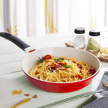 LOCK&LOCK 炫彩少油盐平底不粘炒锅煎锅陶瓷锅 电磁炉明火通用红色28cm49.73元