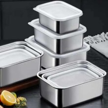 不锈钢保鲜盒 带盖4个装3.95元(买一送一，实付7.9元)