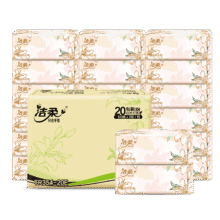 洁柔抽纸繁花系列柔韧软抽可湿水面巾纸卫生纸餐巾纸擦手纸整箱家用 3层 100抽*20包