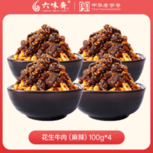 中华老字号！六味斋 花生牛肉麻辣牛肉干 100g*4袋