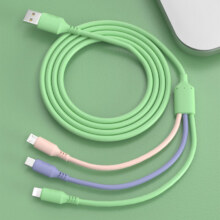 三合一数据线多功能手机快充电线一拖三适用苹果华为小米typec安卓通用闪充电线加长 1条装 三彩色【1米】买一送一实付0.89元