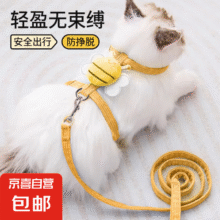 猫咪牵引绳工字猫绳胸背带遛猫绳溜猫绳子背心宠物防挣脱可调节 黄色小蜜蜂1.2m-工字型1.9元（需领券）