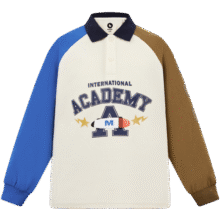 MQD男童POLO衫春季新品儿童长袖T恤胶印撞色上衣 米白色 110 (XS)