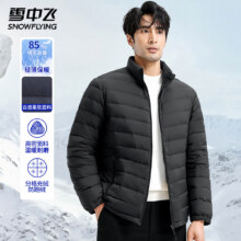 雪中飞男士日常休闲立领羽绒服秋冬通勤时尚穿搭保暖防寒服纯色百搭外套 黑色 XL (180)99元（需领券）