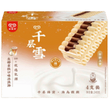 千层雪 千层雪棒 生椰拿铁口味冰淇淋62g*4雪糕 冰淇淋