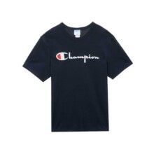 Champion 【品牌直营】简约百搭印花草写LOGO圆领套头T恤