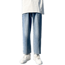 顶峰保罗（Dingfengbaoluo）牛仔裤男春夏美式宽松直筒百搭潮牌男士休闲长裤子F889浅蓝2XL50.99元（需领券）
