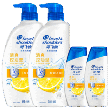 plus：海飞丝去屑洗发水男士女士清爽去油500g*2+80g*2洗头膏控油洗发水套装173.8元（需领券，合57.93元/件）