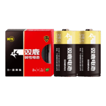 双鹿 2号碱性干电池2粒装 无汞环保 经济实惠 适用于手电筒/录音机/收音机/遥控器 2号/中号/C型/R14P