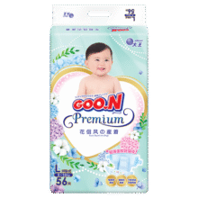 大王（GOO.N）花信风拉拉裤 小短裤式尿不湿轻薄透气婴儿尿裤成长裤学步裤尿片 纸尿裤 L56片 (9-14KG)