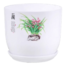 桌面花盆仿陶瓷梅兰竹菊带托盘简约创意个性家用阳台绿萝吊兰多肉
