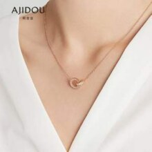 AJIDOU 阿吉豆 玫瑰金圆环小蛮腰/罗马圆环项链