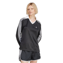 adidas复古运动长袖POLO衫女装阿迪达斯官方三叶草 黑色     XXS349元 (每满349减100)