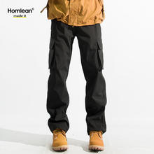Homlean 美式机能伞兵工装裤男春夏宽松小众阔腿休闲登山长裤S6603黑色