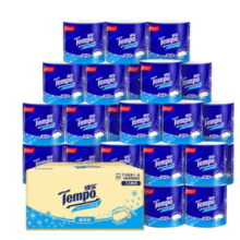 低至￥1.23/卷！Tempo 得宝 天然无香有芯卷纸 4层*135g*24卷￥29.46 3.7折