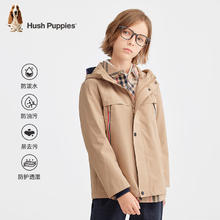 Hush Puppies 暇步士 童装儿童男大童2024春秋舒适透气时尚薄风衣外套 暖卡其 140cm券后160.8元
