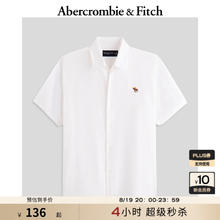 Abercrombie & Fitch 男装25春季经典小麋鹿刺绣LOGO通勤牛津短袖衬衫KI125-5084 白色 2XL (185/124A)