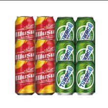 天降礼金:乌苏啤酒经典款330ml*6+乐堡啤酒330ml*6组合共12罐27.38元+淘金币