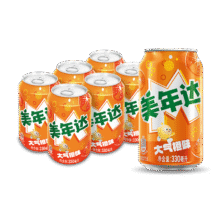 再降价、微信小程序、PLUS会员: 美年达 多口味 碳酸饮料 330ml 橙味 6罐