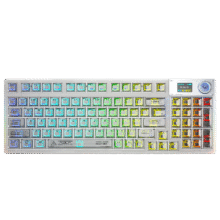 aula/狼蛛 F98Pro 机械键盘 99键 RGB热插拔 透明 白透冰晶轴