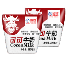 海河 多口味全脂 纯牛奶 220ml 可可味 10袋24.9元（需领券）