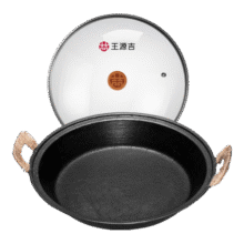 王源吉铸铁烤肉盘烧烤盘古法手工铁锅水煎包煎蛋早餐锅平底铁锅煎锅30cm299元