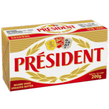 总统（President）法国进口发酵型动物淡味黄油块 200g一块 （淡味）烘焙原料33.8元 (月销9000+)