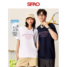SPAO 100%纯棉V领短T
