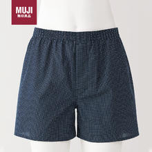 MUJI 無印良品 无印良品（MUJI）男式 莱赛尔 前开口平角裤FAE43C4A 藏青色图案 XL34元