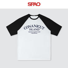 SPAO 时尚潮流简约短袖T恤男女同款 黑#帆船俱乐部黑29.5元（需买2件，需用券）