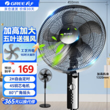格力（GREE）电风扇家用大风量五叶立式落地扇 客厅宿舍定时转页扇摇头循环对流换气扇可升降机械电扇 FD-4012-WG 黑色159元 (每满200减10,券后省10,月销3000+)