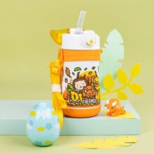膳魔师（THERMOS）儿童水杯316l不锈钢保温杯宝宝水杯小学生吸管杯耐磨防摔可斜跨 黄恐龙 320ml（带恐龙蛋+杯绳）