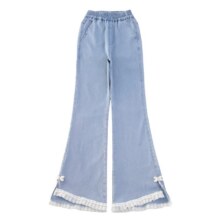 再降价、24日10点：贝贝怡 女童花边牛仔裤 110-14051.3元