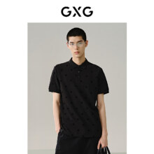 首购：GXG男装 商场同款植绒满印polo