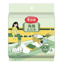 美丽雅 海绵百洁布 多用途吸水洗碗布厨房清洁去污强吸油性清洁抹布 海绵百洁布12片4.9元（需领券）