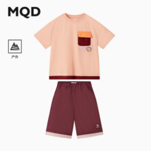 马骑顿（MQD）【上衣+裤】MQD男大童夏季撞色T恤户外风五分裤套装 深紫 110 cm109元 (券后省150)