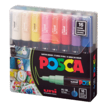 uni三菱 POSCA丙烯马克笔（极细）16色套PC-1M 画笔海报广告记号笔绘画手绘涂鸦笔画画