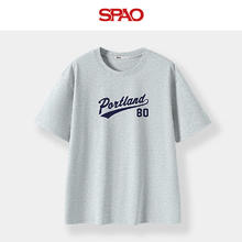 SPAO 纯棉圆领短袖T恤 灰#派特兰标27元（需买2件，需用券）