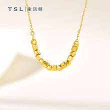 七夕甜蜜礼：TSL 谢瑞麟 黄金项链 足金方块蹦迪珠套链 约3.6克券后3372元