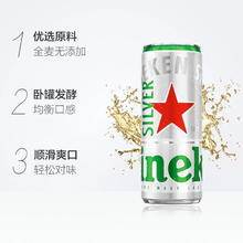 有券的上：喜力 星银 全麦酿造 500mL*12罐 赠开口器*1