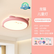雷士（NVC） LED儿童房吸顶灯RA95高显色卧室灯创意可爱萌宠灯具房间卡通简约 48W 【RA95显指】龙猫-粉 智控