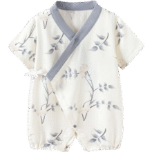 babylove【清仓】婴儿连体衣夏季薄款宝宝短袖哈衣纱布新生儿短爬竹息闲庭 竹息闲庭 59cm