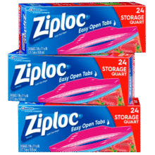 ziploc食品密封袋中号72个 食品级 收纳袋  微波炉可用冰箱厨房75.9元