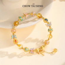 七夕礼物！Chow Tai Seng 周大生 绮梦花镜 新中式蝴蝶手饰黄水晶手串￥409.00