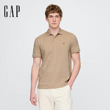 Gap 男女装2025春季小熊刺绣短袖T恤休常规polo衫美版708395 卡其色 XS 美码 S亚洲码175/88A