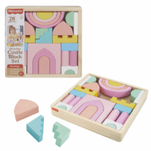 需首购：费雪Fisher-Price 儿童拼搭玩具颗粒积木玩具 木制城堡积木组合HXT80
