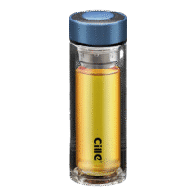希乐（cille）玻璃杯 茶水分离杯双层加厚300ml蓝色