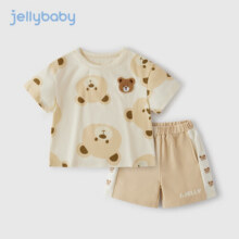 JELLYBABY儿童夏装小熊两件套夏款男孩衣服夏季潮男童短袖套装 杏色 80 cm63.1元 (券后省8)